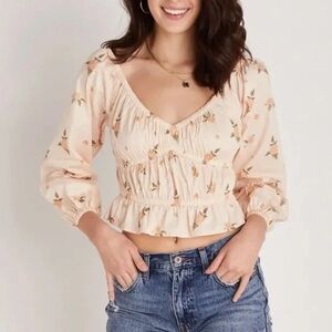 Backyard Roses Cropped Blouse
